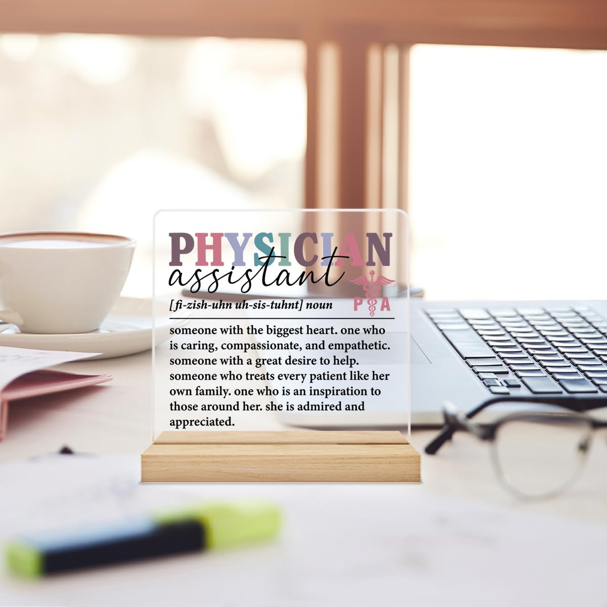 Physician Assistant Gifts for Women, PA Gifts Physicians Assistant Gifts, Thank You Gifts for Physician Assistant Acrylic Desk Plaque Sign 4 x 4 Inches
