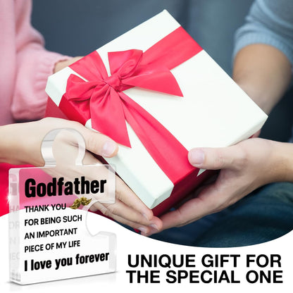Godfather Gift, Godfather Father's Day Gifts from Goddaughter Godson Godchild, Gifts for God Father Birthday Christmas Fathers Day Acrylic Puzzle Piece Plaque Desk Decorations for Home Decor