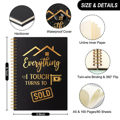 Everything I Touch Truns to Sold 160 Pages Blank Spiral Notebook, Funny Real Estate Agent Gifts for Salesman, Realtor Gifts for Sales Reps Realtor, Closing Gifts Thank You Gifts for Realtor