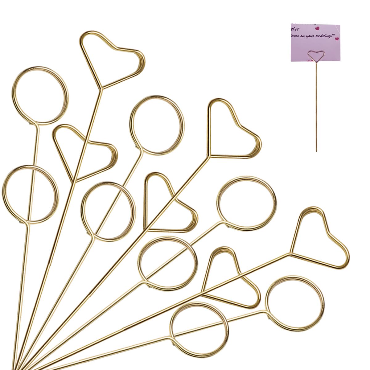 40Pcs Floral Pick Card Holder, Card Holder for Flower Arrangement, Gift Card Tree Holder, Photo Memo Holder Pick Stick, 12 Inch Suitable for Wedding Birthday Party Flower Gifts (Round&Heart)
