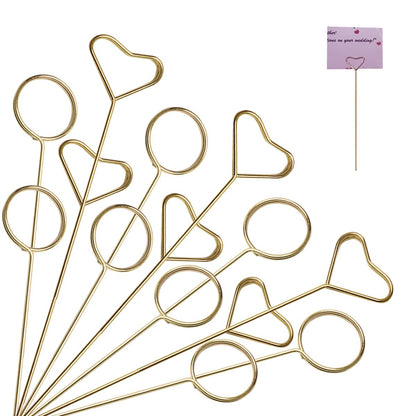 40Pcs Floral Pick Card Holder, Card Holder for Flower Arrangement, Gift Card Tree Holder, Photo Memo Holder Pick Stick, 12 Inch Suitable for Wedding Birthday Party Flower Gifts (Round&Heart)