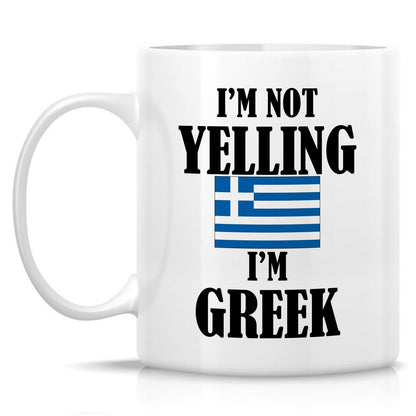Retreez Funny Greek Mug - I'm Not Yelling I'm Greek 11 Oz Ceramic Coffee Mugs - Funny, Sarcasm, Sarcastic, Inspirational Greece birthday gifts for Greek friends, coworkers, men women dad mom bro him