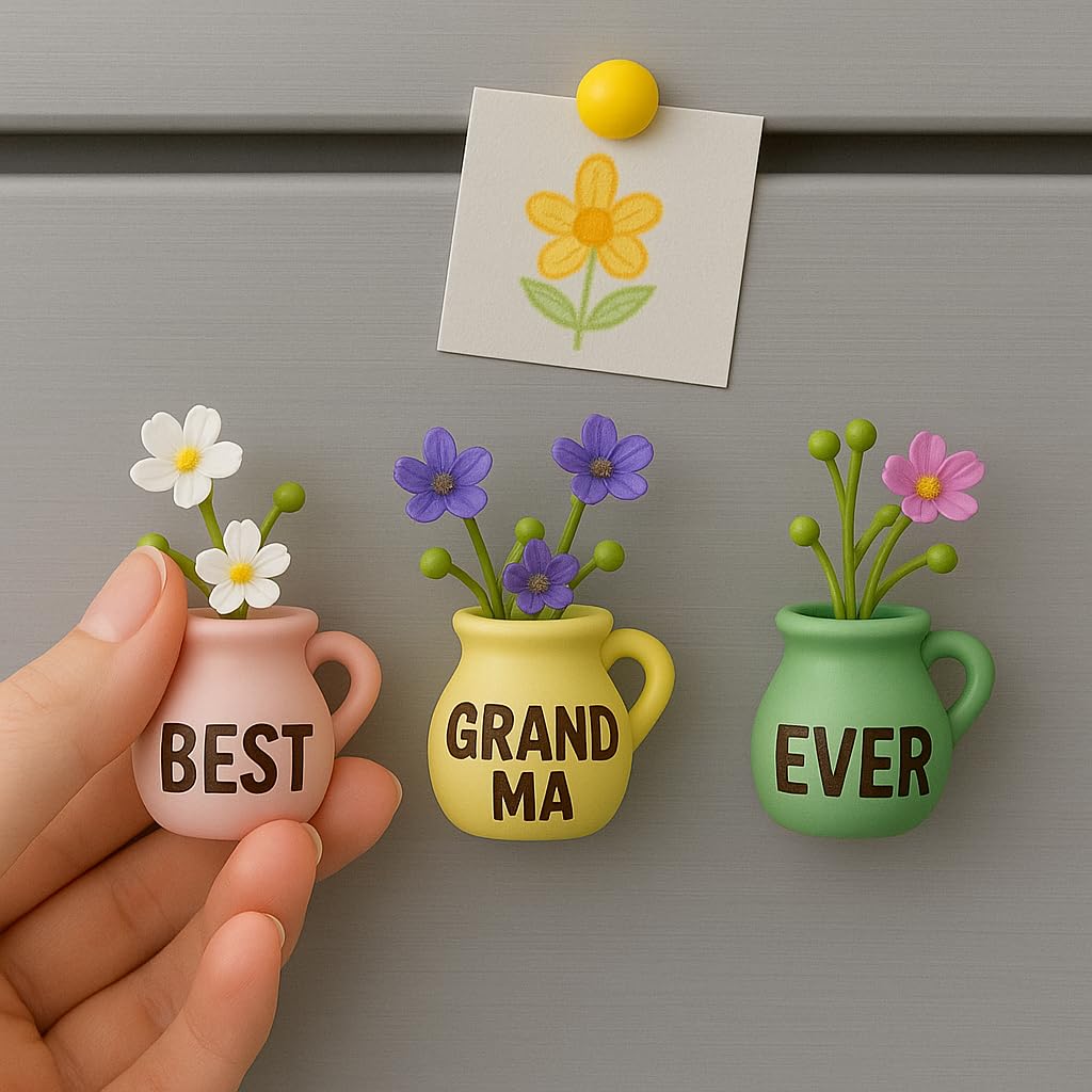 Mini Vase Magnets for Fridge - Christmas Grandma Gifts from Granddaughter, Best for Grandma for Birthday