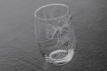 Well Told Engraved Boston Massachusetts Map Stemless Glass (15 oz, Clear) City Map Wine Glass, Custom Gift for Wine Lovers
