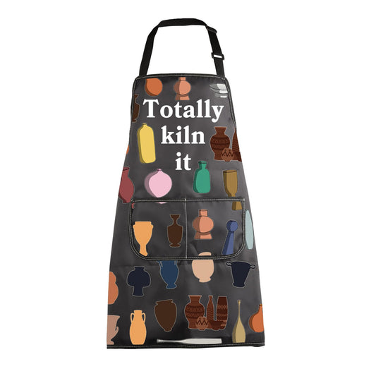 MBMSO Ceramic Artist Apron 'Totally Kiln It' - Pottery Maker Gift With Pocket for Ceramic Lovers
