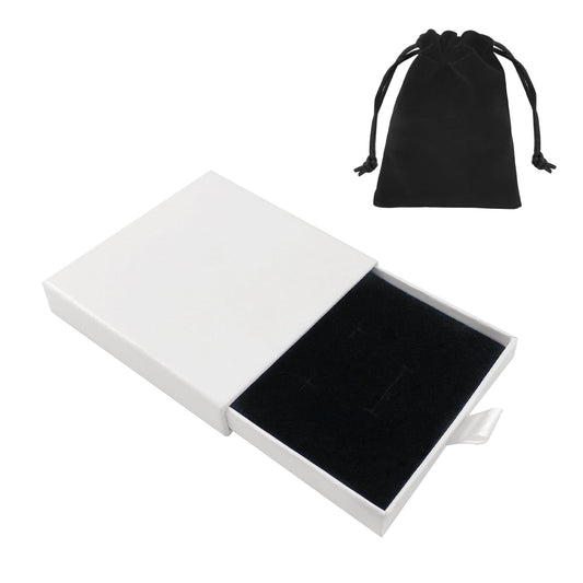 Small Jewelry Gift Box and Velvet Bag, Necklace Bracelet Earring Cardboard Organizer Square Jewellery Gift Box Pendent Storage Case for Birthday Xmas Christmas Wrapping (White)