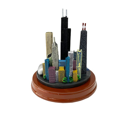 Chicago Skyline Color Resin Paperweight Sculpture - 4 3/4 inches