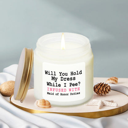LAMIVEENLA Maid of Honor Gifts Scented Candle Lavender - Bridesmaid Proposal Gift Matron of Honor Proposal Gifts Bridesmaid Gift Soy Candle 4oz