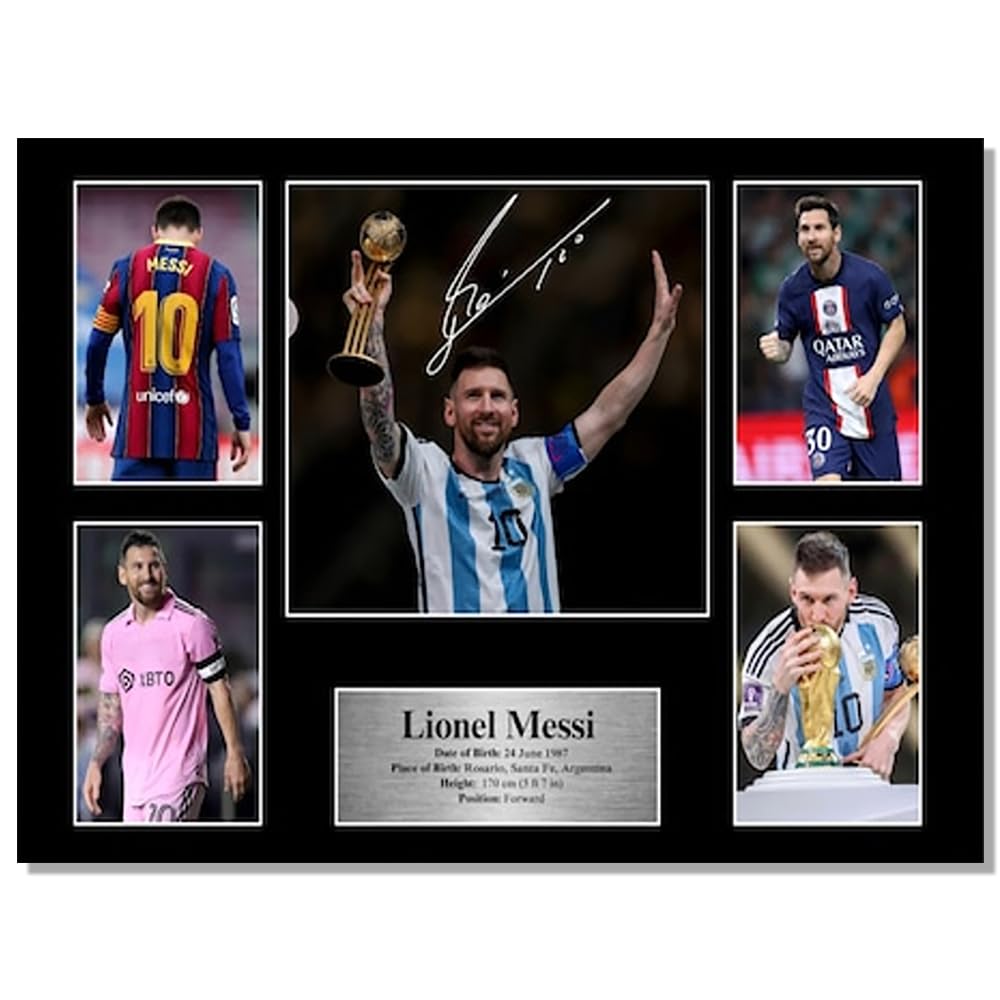 Superstar Messi Signed Poster for Kids Fans Room Bedroom Wall Decor-American Soccer Posters Canvas Art Prints Picture for Teen Boy Birthday Gifts