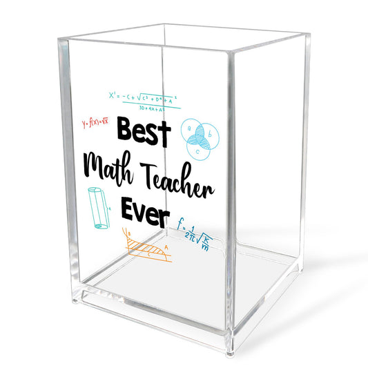 Math Teacher Appreciation Gifts Thank You Acrylic Pencil Bookmark Holder Pen Cup Math Teacher Gifts Mothers Day Teachers Day Christmas Birthday End of Year Gift Back to School Office Desk Organizer
