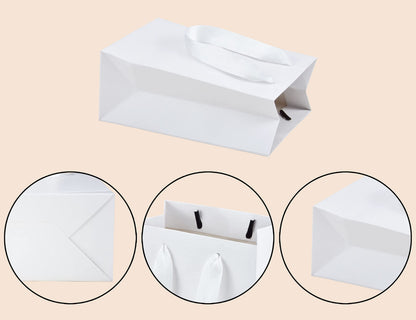 HUAPRINT White Paper Bags - Small Gift Bags with Handles, 20 Pack, 7x4x9inch, Retail & Party Favor Bags, Wedding Bags