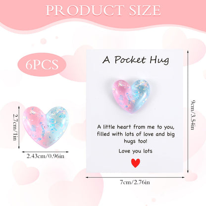 YUXIANLB 6 Pcs Pocket Hug Gift Set Heart Keepsake Tokens with Inspirational Greeting Cards Cute Thoughtful Gifts for Birthdays Anniversaries Friendship Long Distance Relationships Christmas Graduation