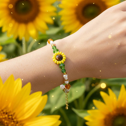 SmileBelle Protection Bracelets for Women, Pregnancy Gifts for Expecting Mom Sunflower Gifts for Women Black Tourmaline Bracelets as Healing Bracelet Sunflower Bracelet as Mother Day Gift
