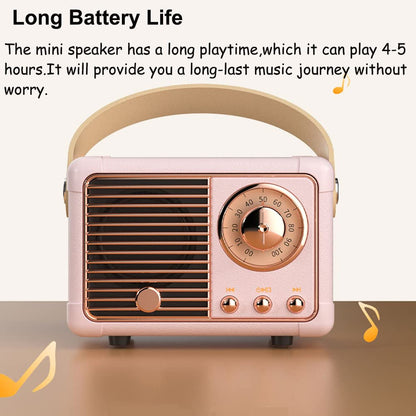 Baolira Retro Bluetooth Speaker, Portable Wireless Speaker with Crystal Clear Stereo Sound Rich Bass, Best Birthday Gifts Ideas for Women Teenage (Pink)
