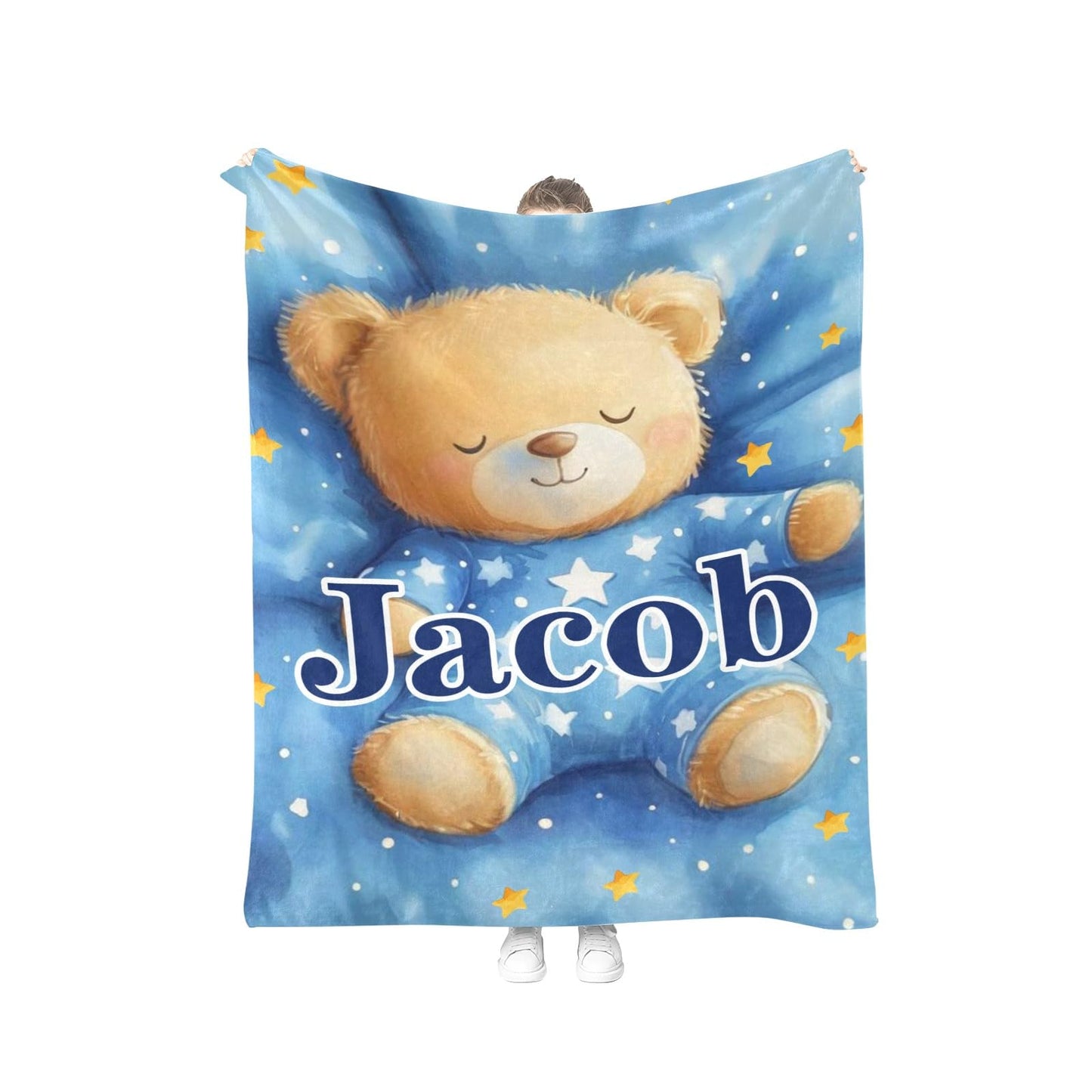 Ship Next Day, Personalized Baby Blanket for Boys Girls:Made in USA, Custom Baby Blanket with Name Soft Plush Flannel, Easter Christmas Brithday Gifts for Baby Shower Kids Toddlers Newborn