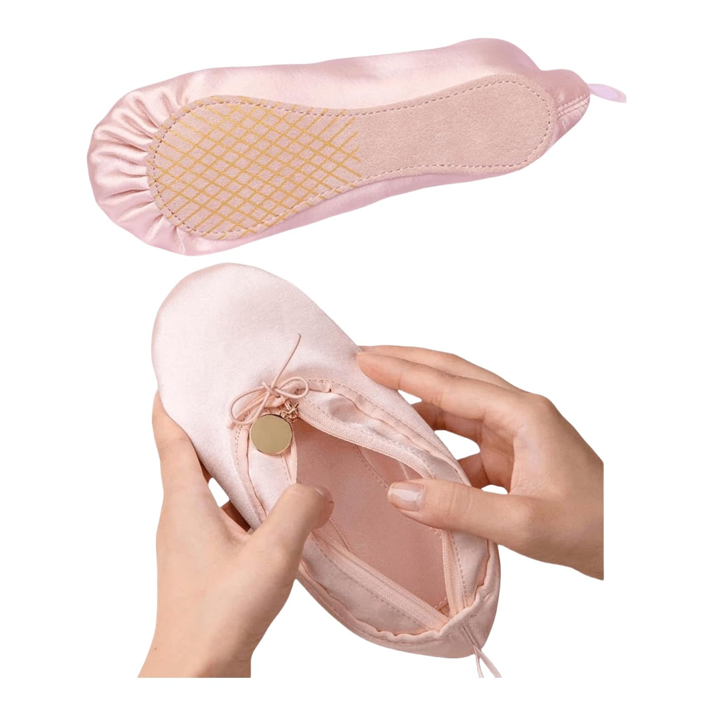 Ballet Dance Shoe Makeup Bag For Little Girls, Ballerina Slipper Makeup Pouch Bag, Ballet Pointe Shoes Gifts (Pink)