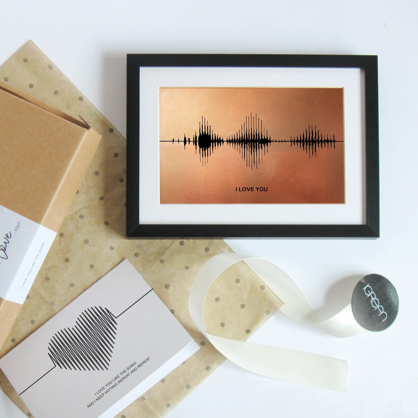 IGREAN I Love You Soundwave Art, Visible Voice Print, Bronze Gift for 8th Anniversary her him Husband Wife, Mother 's Day Gift