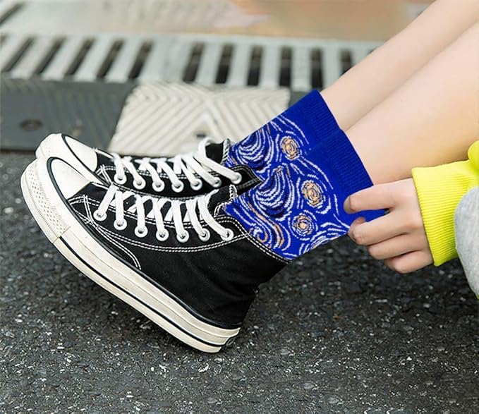 Chalier 5 Pairs Womens Fun Famous Painting Patterned Art Socks Cotton Printed Cool Novelty Funny Socks for Women