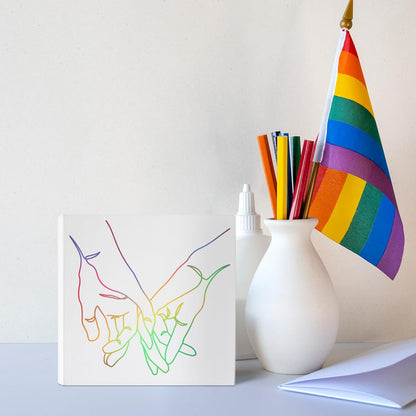 Banlai LGBT Equality Decor Wooden Box Sign, Rainbow Pride Lesbian Gay Queer Room Decor, LGBTQ Home Office Desk Decoration, Holding Hands, LGBT Pride Month Equality Gifts for Men Women
