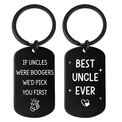 Uncle Gift for Fathers Day Funny Gifts for Uncles from Niece Nephew Best Uncle Ever Keychain Double Sided Anniversary Birthday Valentines Day Christmas Gift for Uncles Tio Present