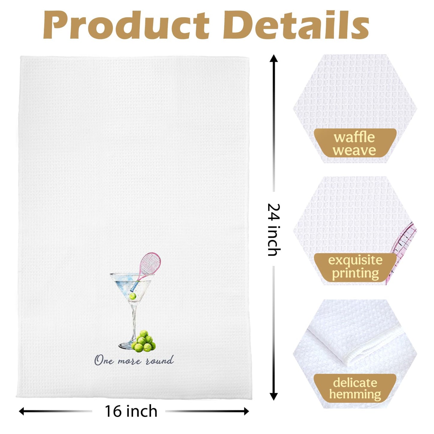 Tennis Martini Kitchen Towels - Tennis Gifts Decorative Waffle Weave Dish Towels, Martini Party Hand Tea Towel, 16x24 Inch