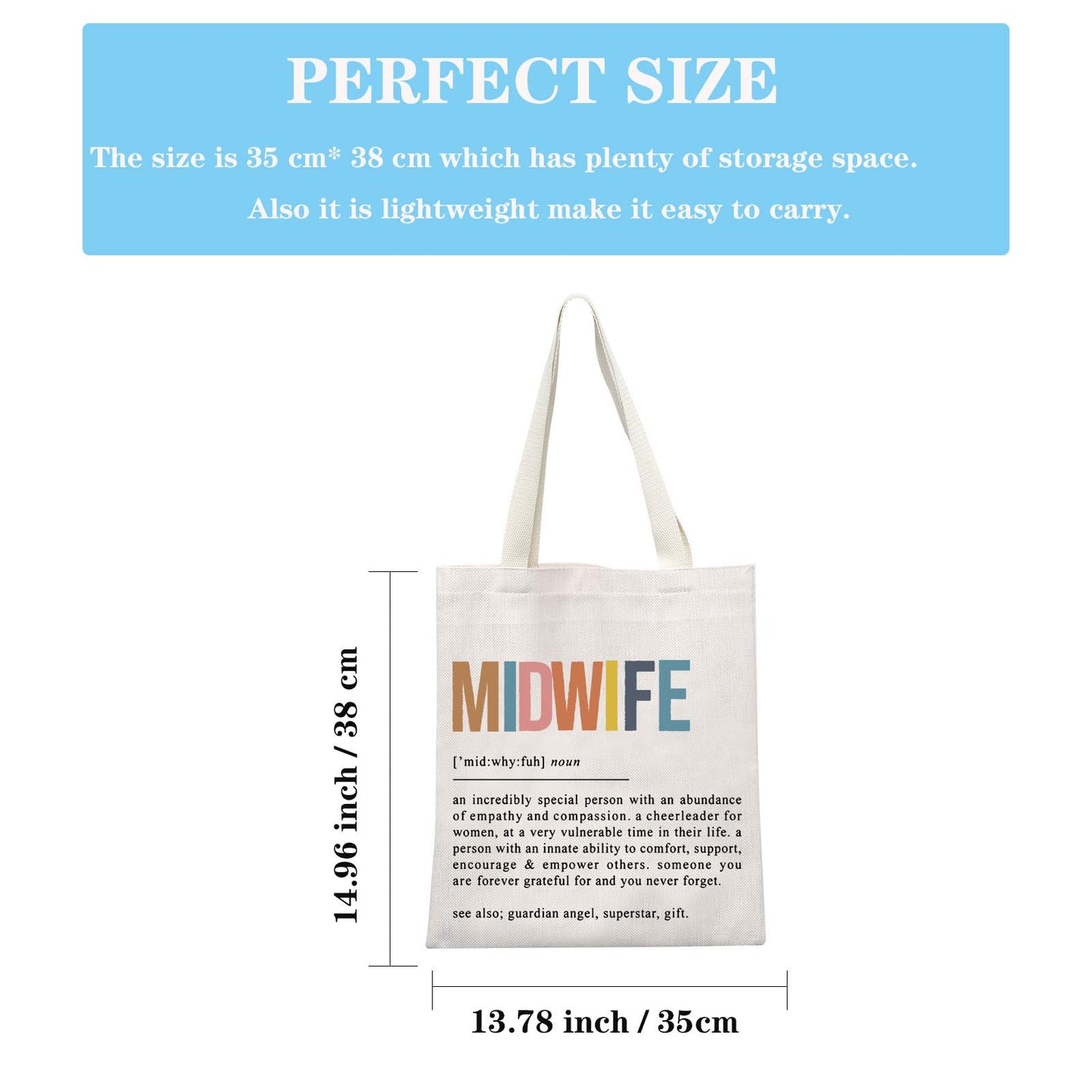 GJTIM Midwife Gift Doula Gift OBGYN Doula Thank You Present Midwife Definition Tote Bag Labor and Delivery Nurse Shopping Bag (Midwife Tote)