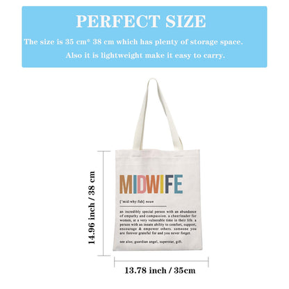 GJTIM Midwife Gift Doula Gift OBGYN Doula Thank You Present Midwife Definition Tote Bag Labor and Delivery Nurse Shopping Bag (Midwife Tote)