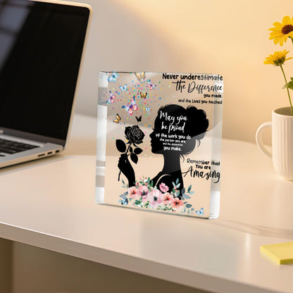 Inspirational Gifts for Women Friends Birthday, Flower Butterfly Acrylic Sign Thank You Gifts for Coworker, Appreciation Gift, Farewell Gift for Friends Female Nurse Teacher Counselor Boss Lady Sister