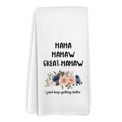 Mama Mamaw Great-Mamaw Gifts Kitchen Towels, Grandmas Announcement Gifts, Mothers Day Birthday Gift for Great Grandma, Great Grandma Hand Tea Towels for Kitchen Bathroom Decor, 16x24 Inch