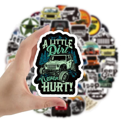 PVC Sticker Pack for Off-Roading & Jeeping. Mixed Vinyl Stickers for Laptop, Water Bottle & Car. 50 Pack Waterproof, UV Resistant.