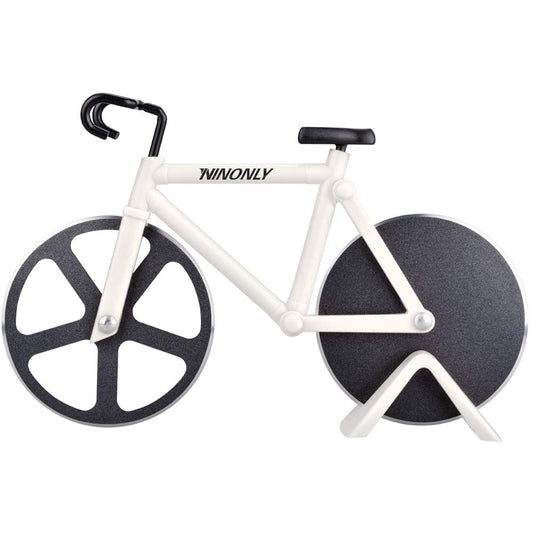 Ninonly Bicycle Pizza Cutter Wheel,Non-stick Bike Pizza Slicer,Stainless Steel Cutting Wheels With a Stand for Pizza Lovers, Housewarming Gifts Cool Kitchen Gadget Cool Men's Gift