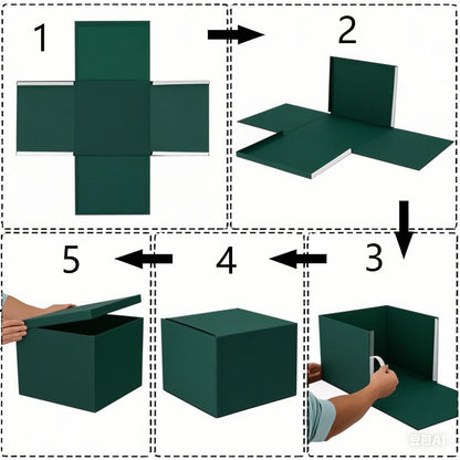 UoeRing 1Pcs Green Extra Large gift box with lids 13×13×7 Inches gift boxes for presents,Birthday Box (include Ribbon, Paper Shred Filler Gift Card & Envelopes)