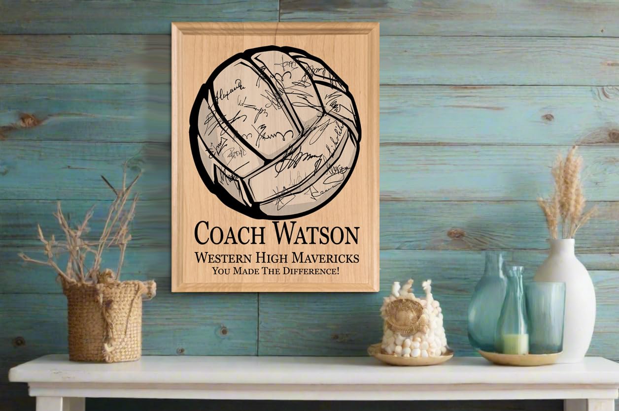 Volleyball Coach Gift Plaque SIGNABLE PERSONALIZED Recognition & Appreciation Award for Coaches - Team Signatures & Thank You Notes - Solid Wood - 8.5in x 11in x .75in (Volleyball Coach)