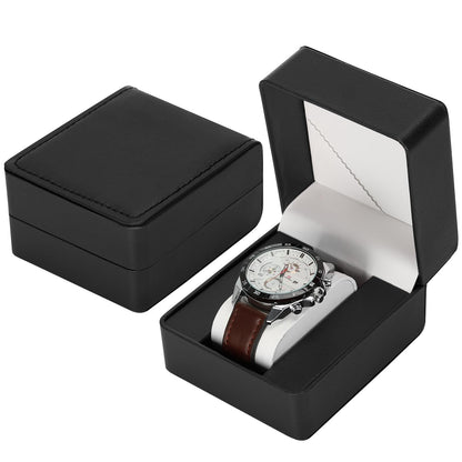 PU Leather Watch Gift Box, Premium Single Watch Holder Case for Women Men, Watch Storage Organizer Display Boxes with Cushion (Black)