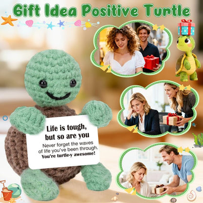 Xinezaa Stress Gifts for Women Men, Cute Crochet Turtle Emotional Birthday Support Gift for Anxiety Relief, Gifts for Tween Girls, Stuffers for Friends Teens Daughter Son, Office Gift for Women