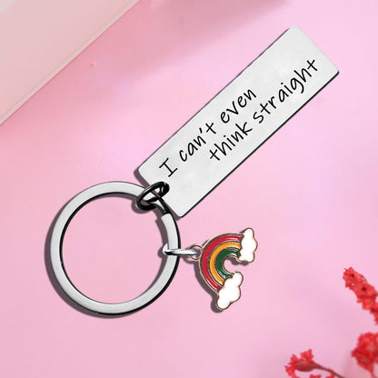Funny Gay Keychain Gifts for Lesbians LGBT Gift Gay Pride Valentines Day Gift for Lesbian I Can't Even Think Straight Keychain