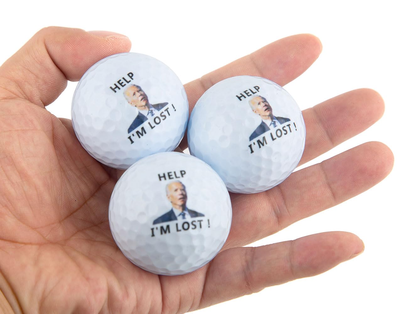 3 Pack Biden Golf Balls Funny Confused Joe Biden Help I'm Lost Cute Novelty Golf Balls Gifts