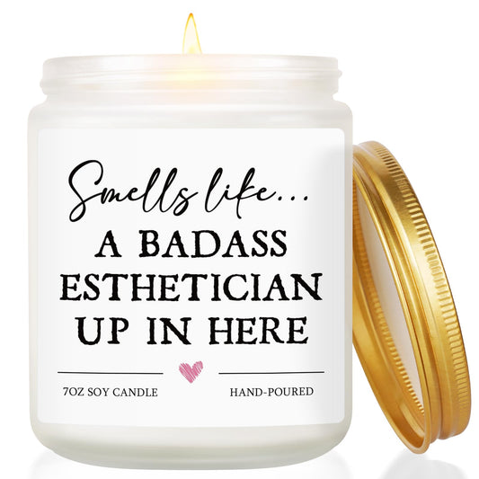 Esthetician Gifts for Women, Cosmetology Graduation - Handmade Lavender Soy Wax Candle, Valentines Day, Birthday Gifts for Beautician, Skin Therapist, Cosmetologist, Aesthetician, Esthetician Decor
