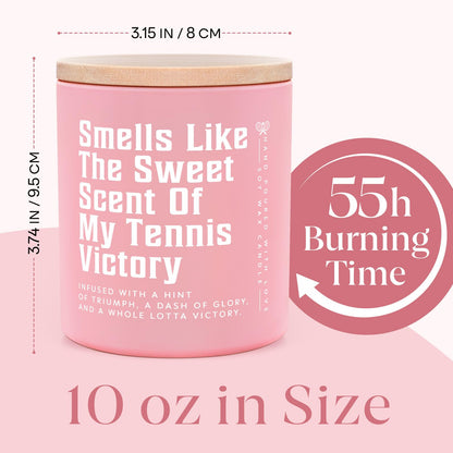 Tennis Gifts for Women, Lavender Scented Candle, Cool Gifts for Tennis Lovers/Girl/Coach/Player/Friend, Funny Tennis-Themed Gift for Mothers Day Birthday, Tennis Party Decorations,Pink(10oz)