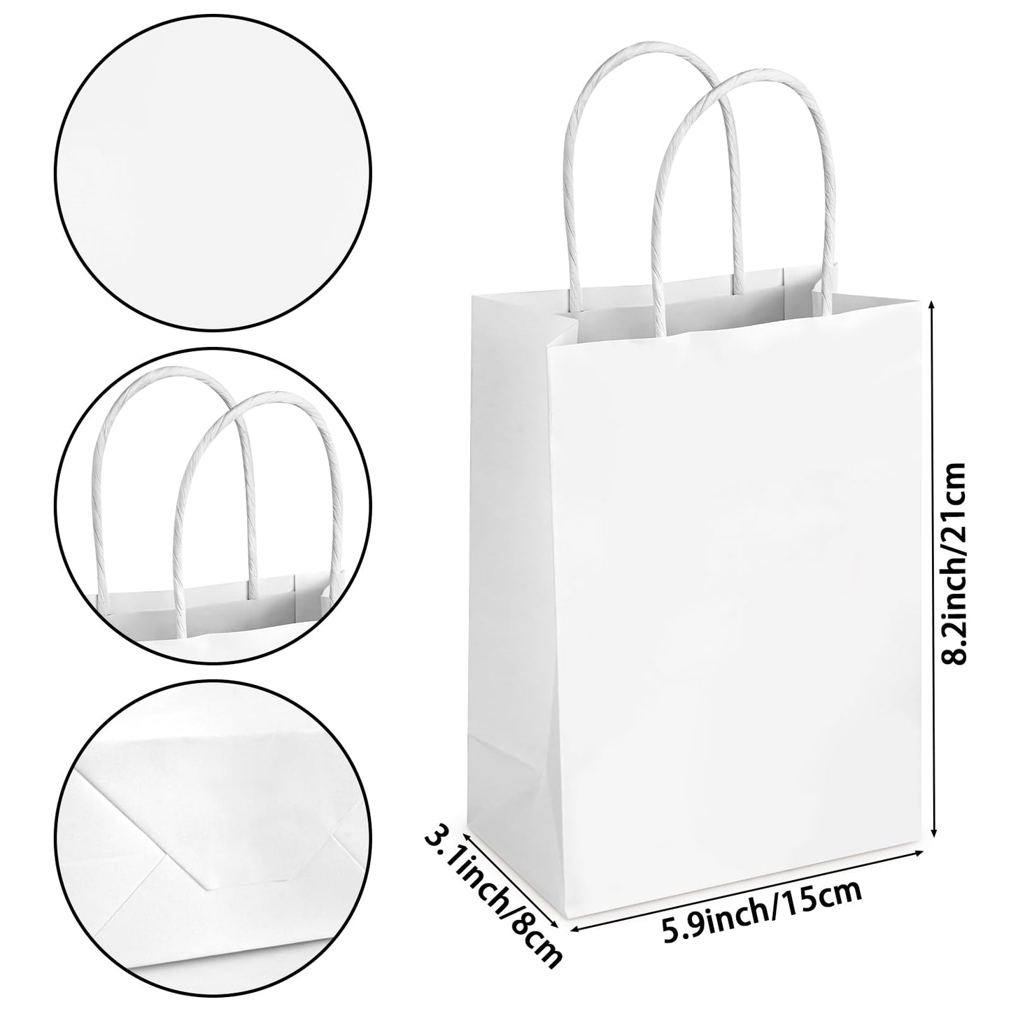 Hxezoc 12 Pieces White Gift Bags with Handle, Paper Treat Candy Bag Retail Kraft Shopping Bags for Valentines, Baby Showers Birthday Party Decoration Supplies