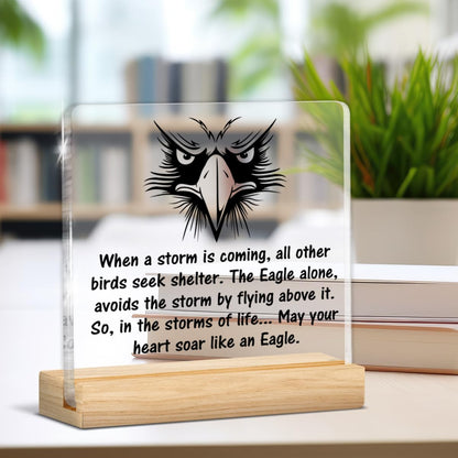 Inspirational Scouts Gifts, Graduation Gift for Boy Scouts Son, May Your Heart Soar Like an Eagle Clear Acrylic Desk Decorative Sign Home Decor