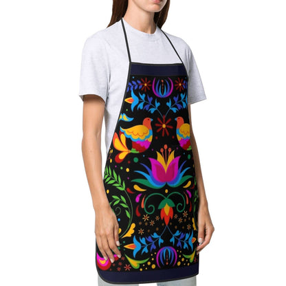 Mexican Floral Aprons, Waterproof Adjustable Apron for Kitchen Bbq with 2 Pockets, Gifts for Women Men