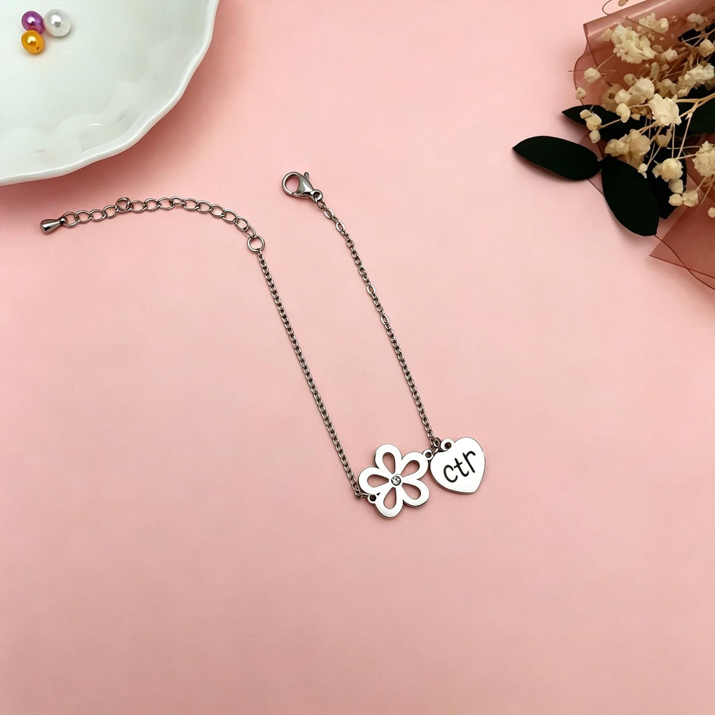 Choose The Right Bracelet-CTR Heart & Floral Pendant Latter Day Saints Jewelry Gift with Card for Women, LDS baptism Gifts