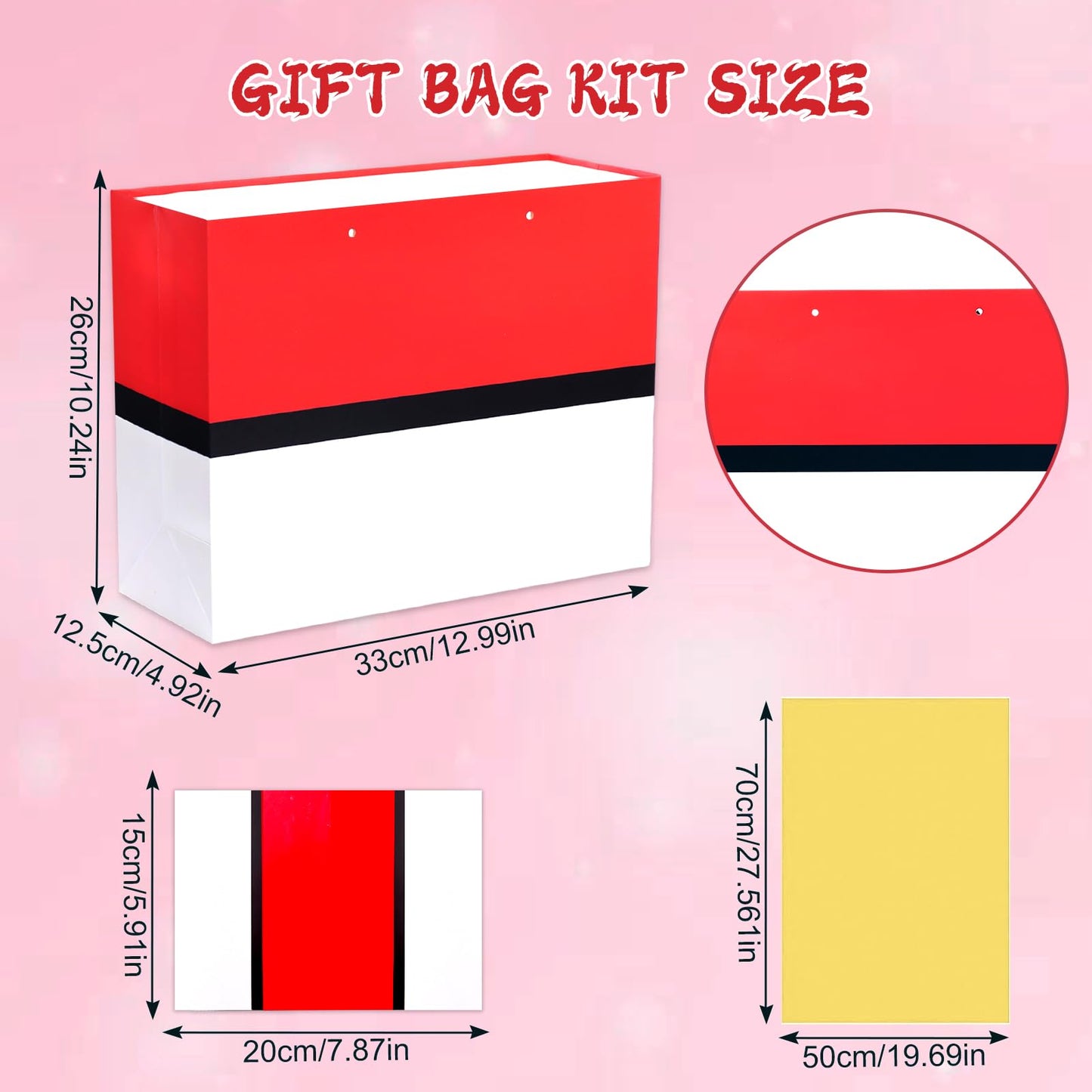 HTPARY Cartoon Animation Gift Bags Set Red and White Theme Favor Goodie Bag with Tissue Papers Greeting Card Game Party Birthday Decorations Supplies