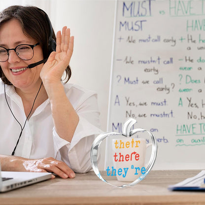 Teacher Appreciation Gifts for Women Men Thank You Reading English Grammar Teachers Graduation Retirement End of Year Office Home Desk Decor Apple Acrylic Sign