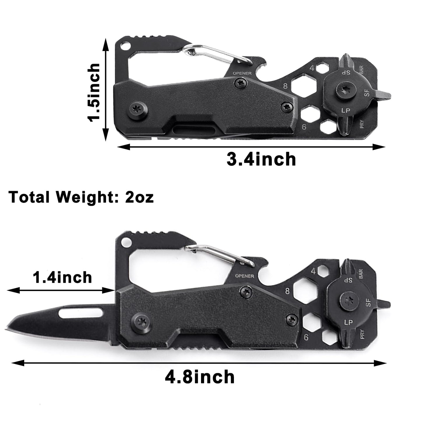 Cool Men Gift Ideas for Him - Fathers Day Dad Gifts Multitool Pocket Knife, Unique Birthday Gift for Husband Brother Boyfriend Adult, Keychain EDC Folding Knives with Clip Hand Tools Gadgets, Black
