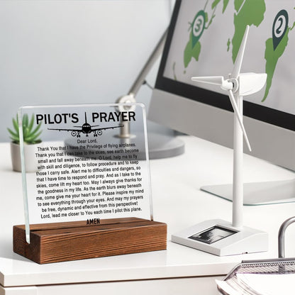 TOUNER Pilot's Prayer Acrylic Desk Plaque for Women Men Pilots Airman, Air Traffic Control Prayer Plaque, Airplane Future Pilots Gifts for Daughter Son Sister Brother BFF Aviation Lovers