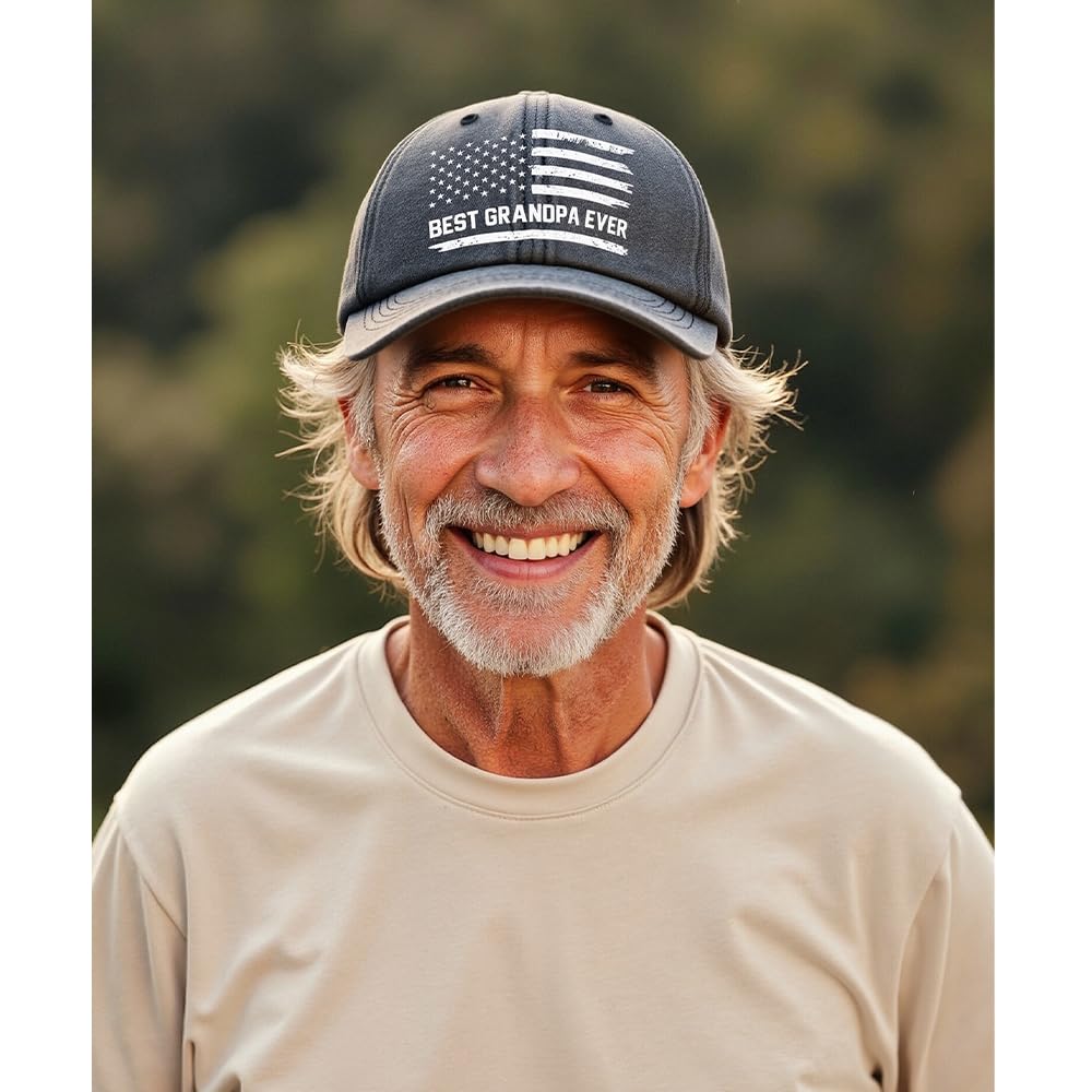 Grandpa Gifts, Grandpa Hat, Christmas Fathers Day Birthday Gifts for Grandpas - Adjustable Washed Cotton Baseball Cap