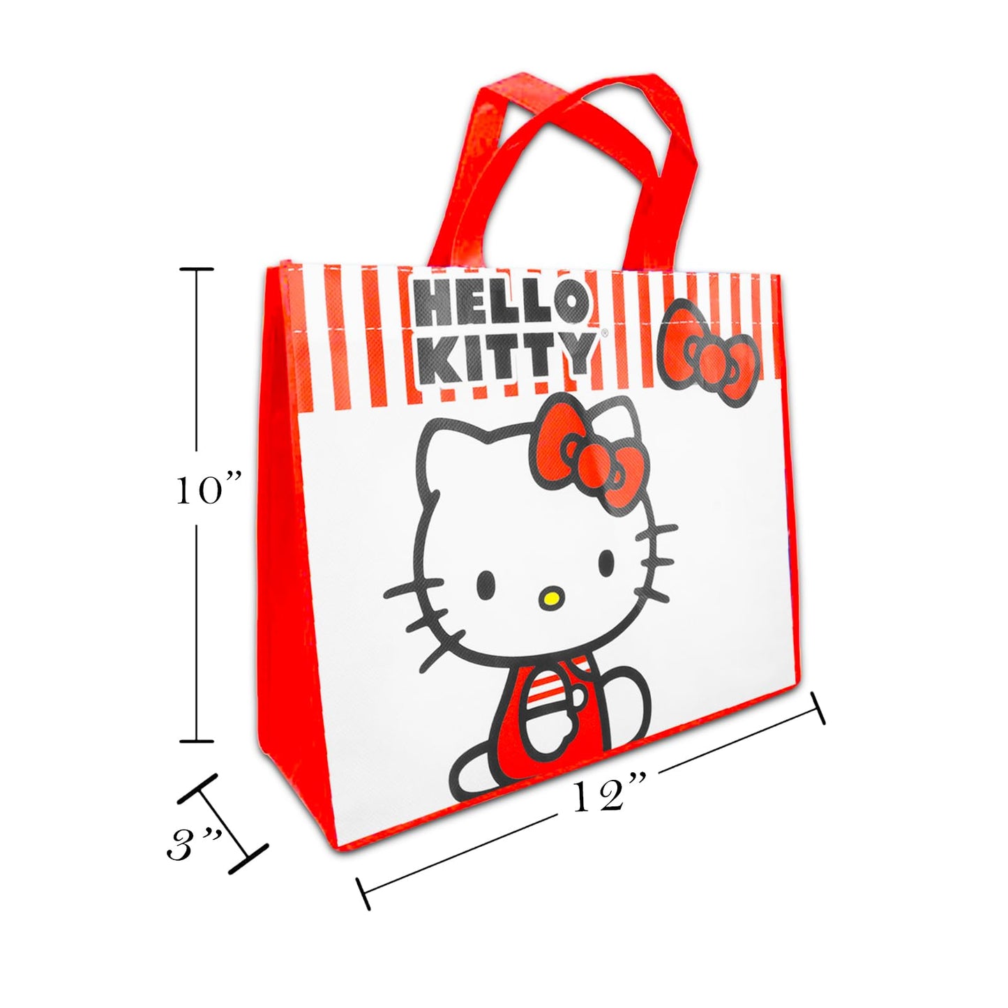 Hello Kitty Tote Bag Set for Girls - Accessories Bundle with 3 Sanrio Reusable Grocery Bags with Stickers, More | Hello Kitty Tote Bag Set