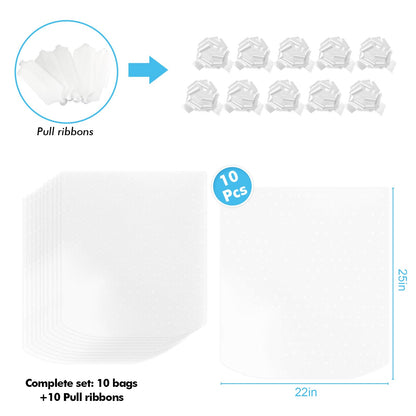 EKAPACKAGING 22x25 Inches 10 Pcs Large Cellophane Bags for Gift Baskets, Plastic Gift Basket Wrapping with Pull Ribbons, Clear Cellophane Gift Bags for Party, Mother’s Day, Baby Showers, Christmas